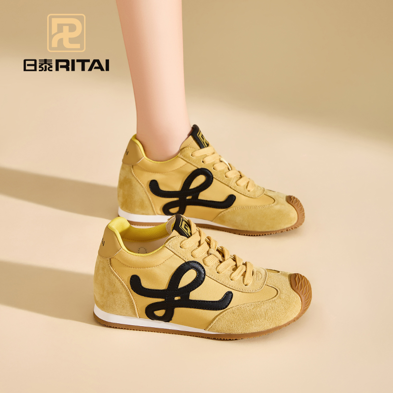 日泰复古休闲德训鞋真皮隐形增高