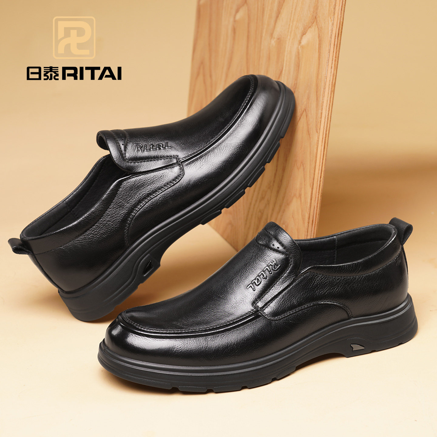 休闲男鞋真皮皮鞋一脚蹬爸爸鞋