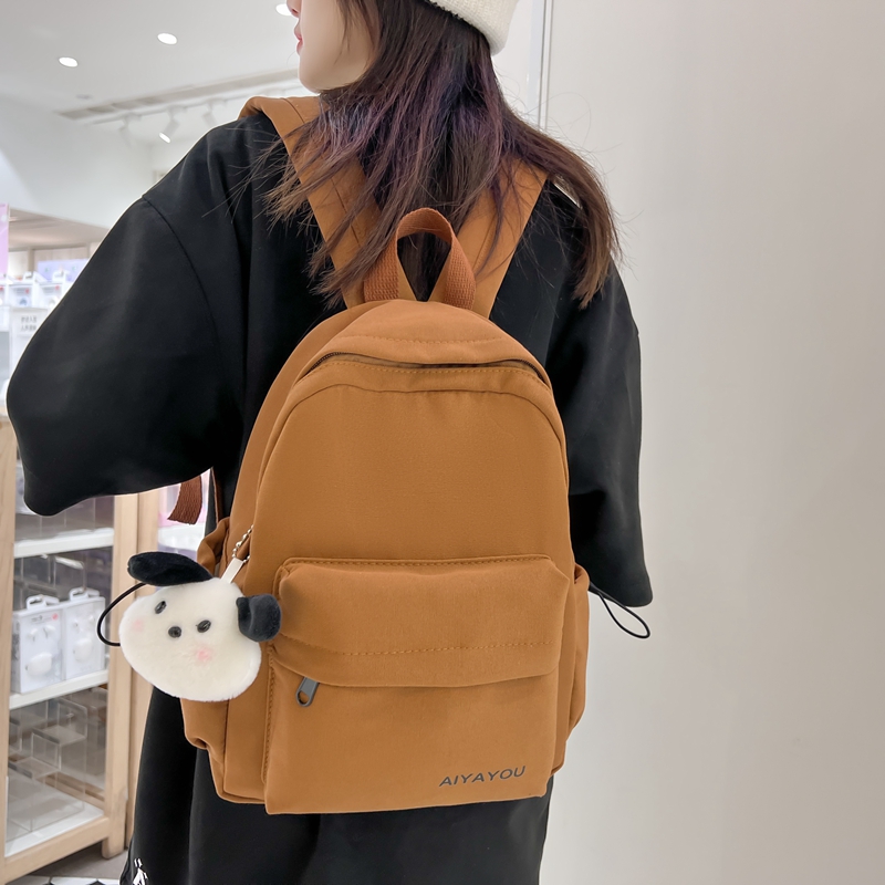 简约纯色小双肩包女小众设计感ins书包韩版日系平板电脑学生背包