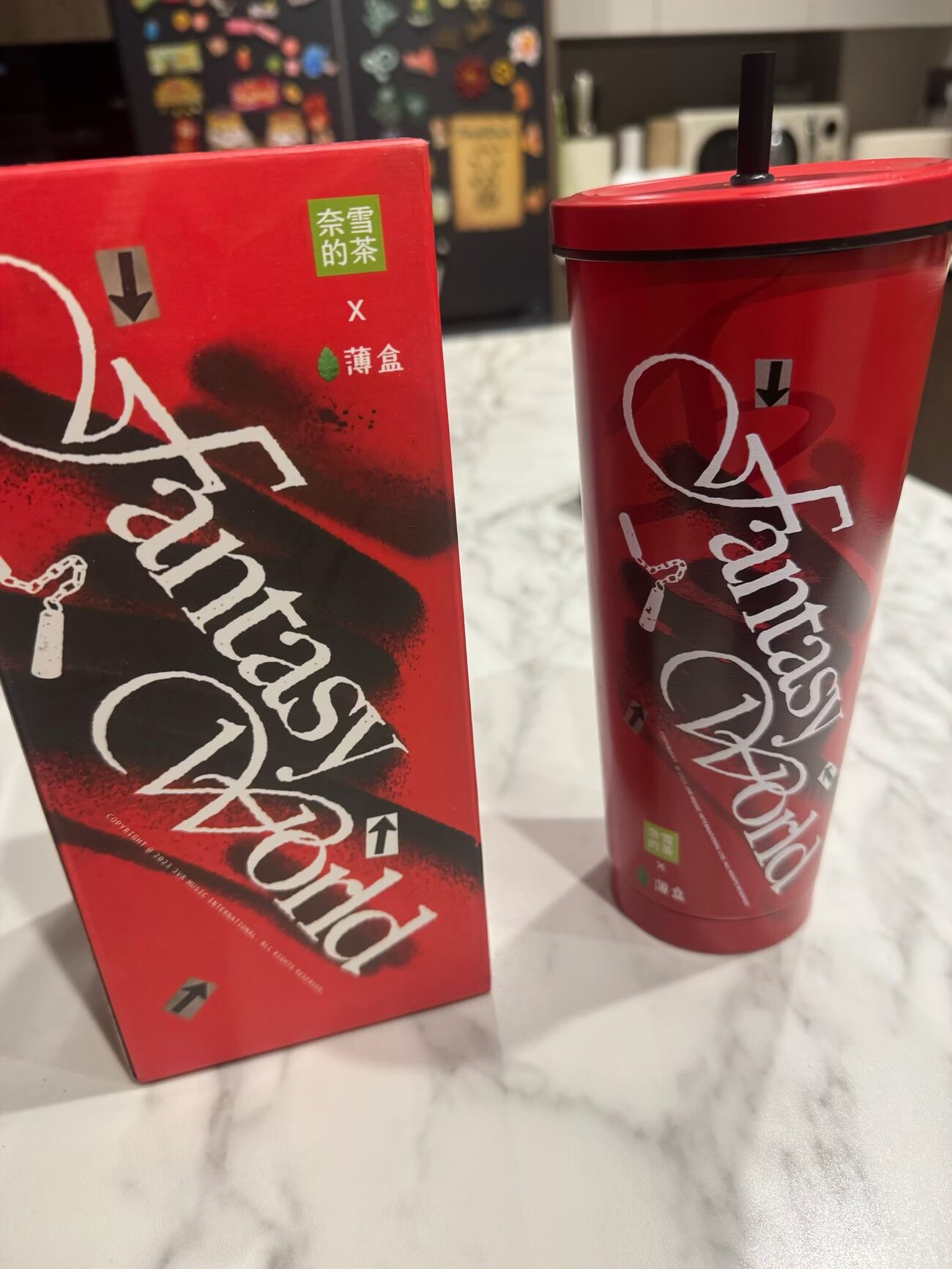 奈雪的茶周杰伦联名保温杯730ml22周年联名款不锈钢吸管保温杯