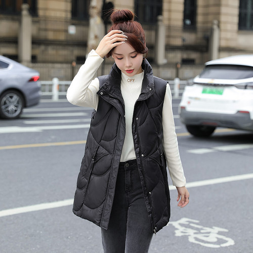 中长款宽松大码棉马甲女立领