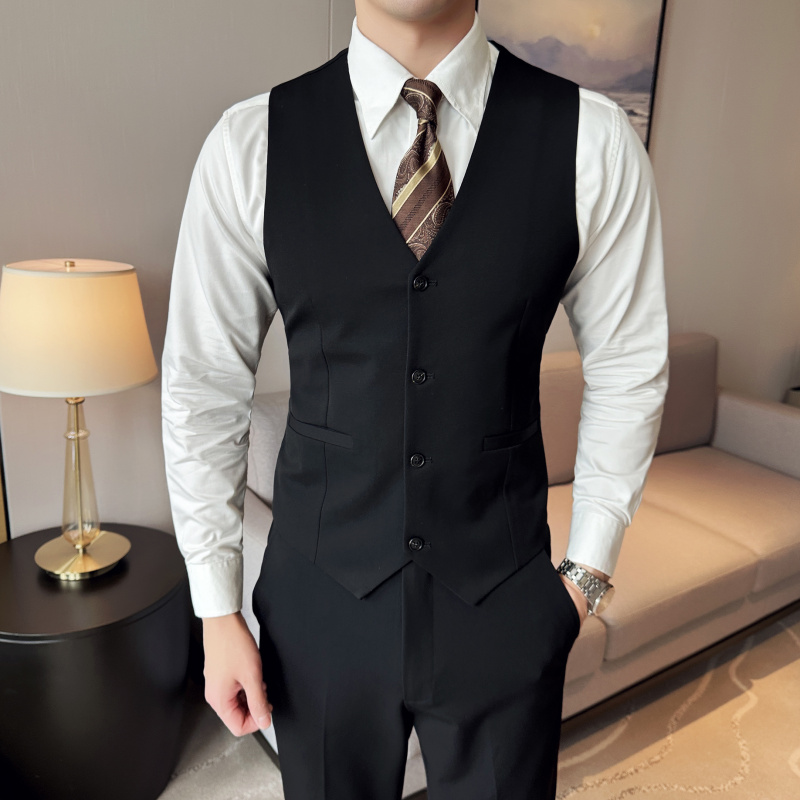 定制logo酒吧KTV台球厅足浴发型师服务员工作服男士西装马甲裤子
