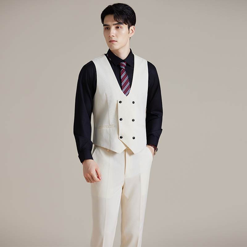 酒吧KTV台球厅足浴餐饮服务员工作服男士双排扣西装马甲西裤套装