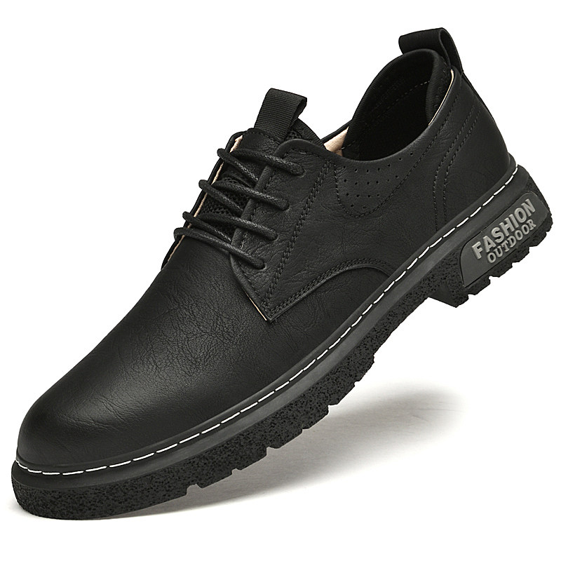 脚王KFT男鞋马丁靴男款低帮春秋透气真皮休闲皮鞋男士复古英伦夏