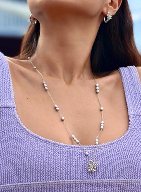 MAKIIMAKII 原创设计蟹爪菊满天星项链毛衣链女叠戴配饰新年礼物
