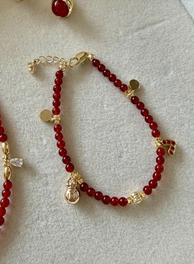 珠事如意鸿运红玛瑙手链新年礼物