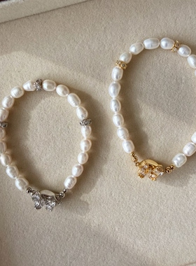 蝴蝶结珍珠手链女高级感海岛度假