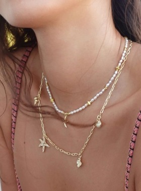 海星珍珠项链叠戴精致都市度假感