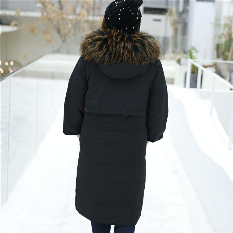 0718# GX 新款冬装加肥加大300斤韩版保暖羽绒棉加长两面穿棉服女