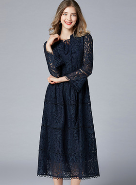 品牌大码女装中年连衣裙 2025春装新款蕾丝裙女 亚马逊欧美长礼服