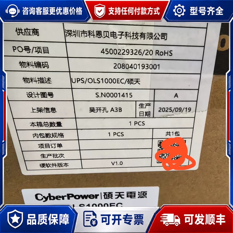 议价硕天ups电源 OLS1000EC未封 没技术可维修图片