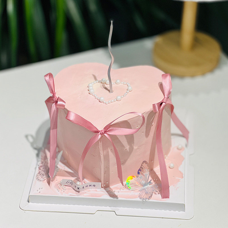 【麦田】美女生日蛋糕动物奶油粉色爱心蝴蝶结女孩女士蛋糕南京