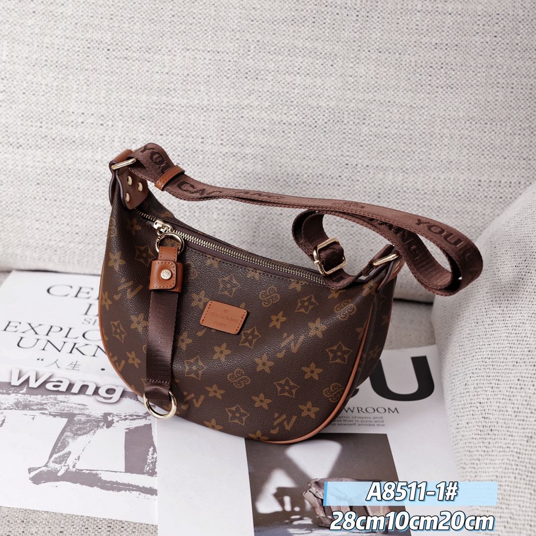 优草坊品牌正品女包2025新款老花饺子包小众设计原创高级感轻奢包