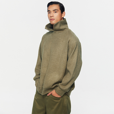 southstudio复古绿色高领毛衣
