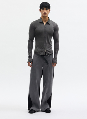 SouthStudio薄紧身外套25秋款桑蚕丝灰色翻领男女同款运动开衫