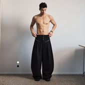 高腰单排扣对称拉链口袋宽松弯刀裤 SouthStudio休闲裤 25秋男女款