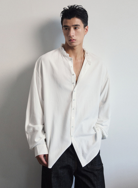 SouthStudio衬衫棉麻质感26春男女同款无性别百褶领口开襟衬衣