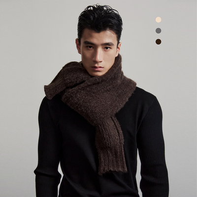 SouthStudio三色围巾重磅羊毛混纺编织长袖型设计保暖25纯色围脖