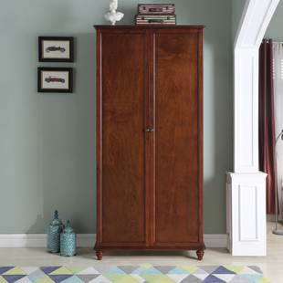 美式 衣柜大户型实木两门衣柜对开门卧室大衣柜环保板材可定制组装