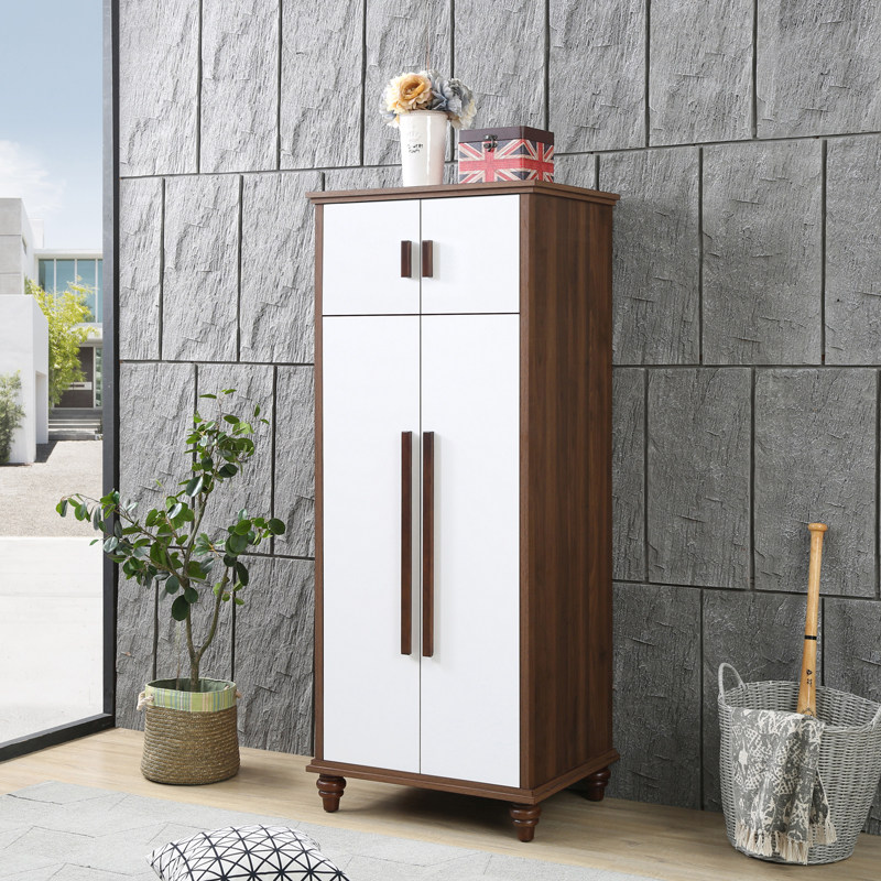 小户型白色胡桃色衣柜环保板材两门空间设计储物柜简约美式挂衣橱