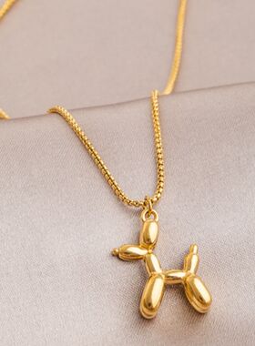 简约个性可爱小狗狗项链女锁骨链轻奢小众设计感毛衣链不掉色七夕