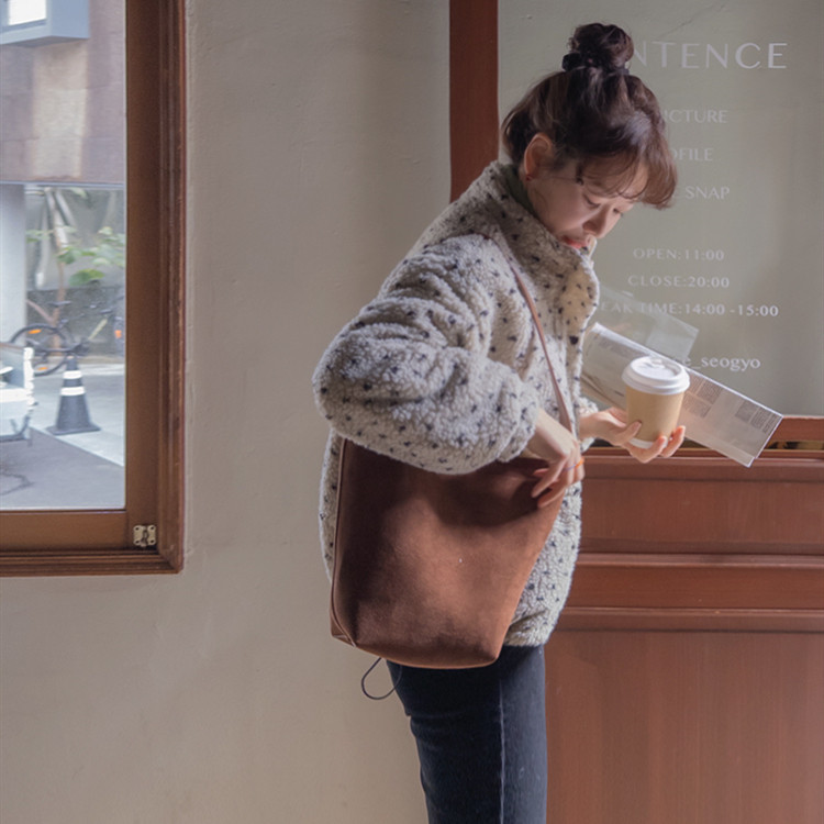 羊羔毛立领短外套宽松可爱夹克女