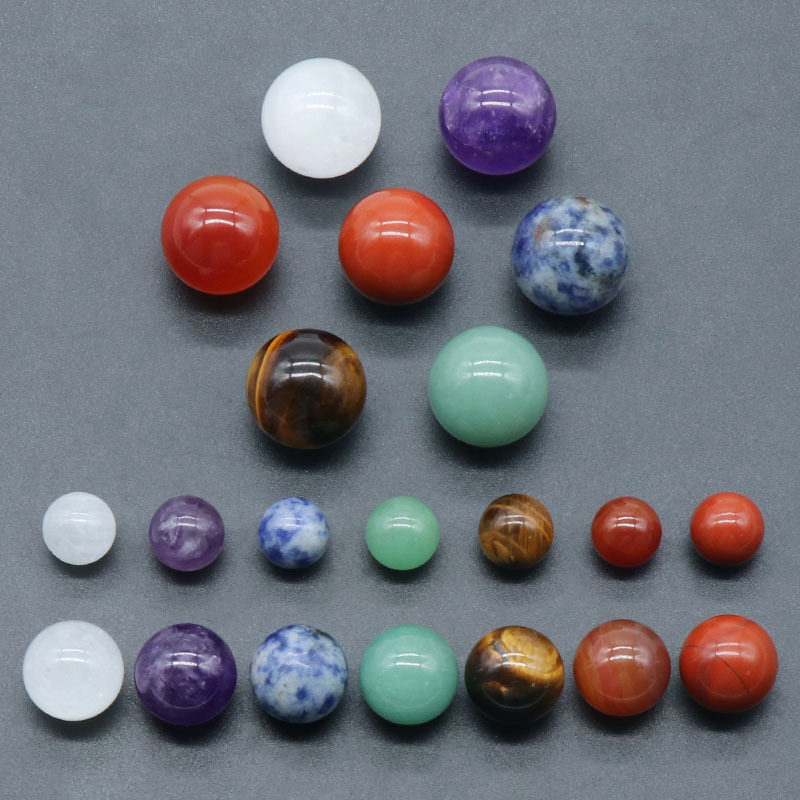 1355-12mm16mm20mm圆球套装 天然水晶玛瑙七彩石圆球套装 7颗精品