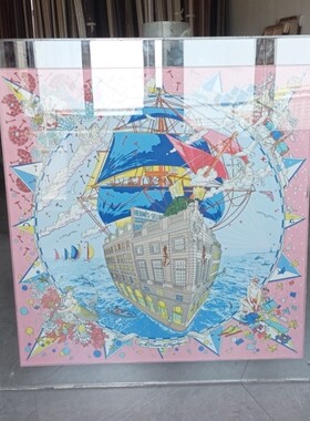 丝巾高端亚克力透明装裱双面工艺。欣欣画廊成都大型连锁装裱店