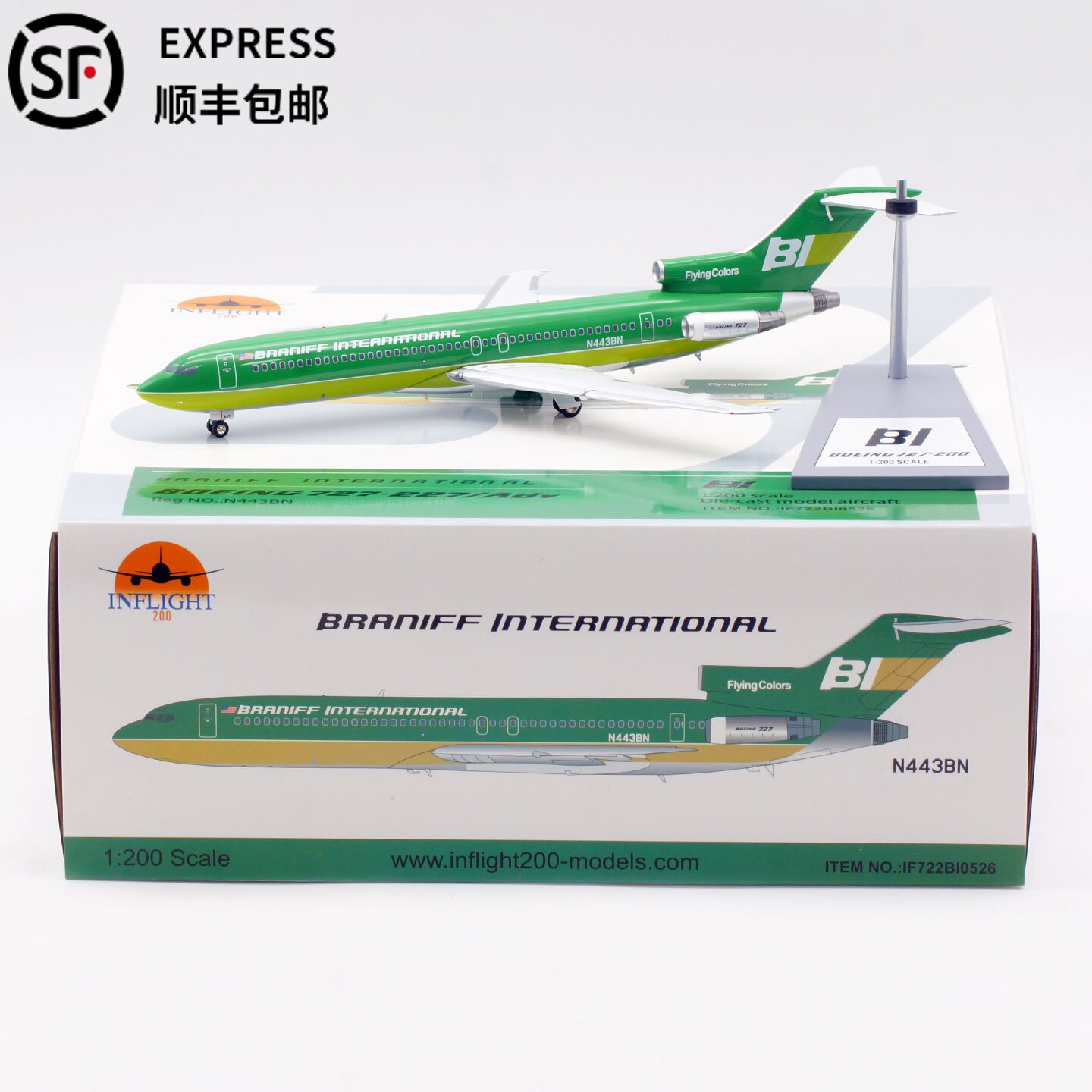 布兰尼夫航空飞机模型合金B727-2