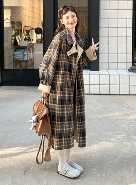 超好看今年流行鹿皮绒格子两面穿风衣外套女2025新款又a又飒大衣