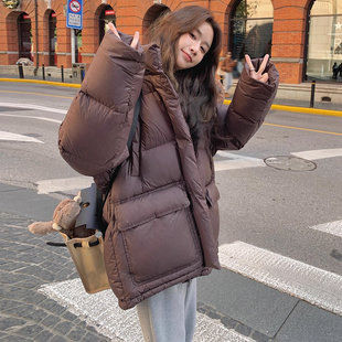 巨好看咖色排骨版羽绒服女2025新款冬季超火保暖学院风白鸭绒外套