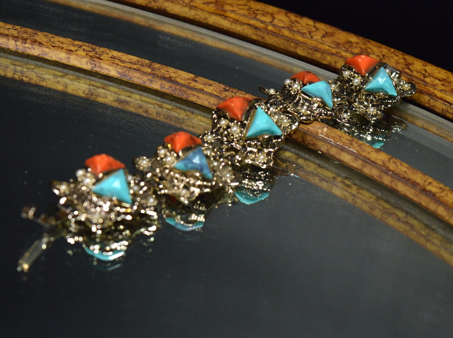 西洋中古饰品首饰vintage 彩色石头手链（手围17）不退不换