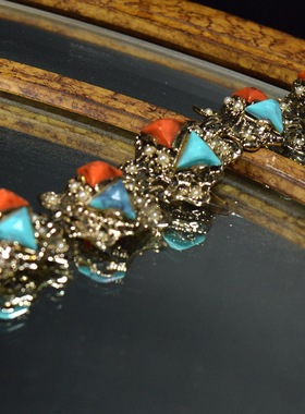 西洋中古饰品首饰vintage 彩色石头手链（手围17）不退不换