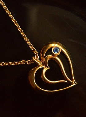 雅芳 中古首饰 Avon 爱心蓝钻毛衣链 爱心可活动 成色新 不退换