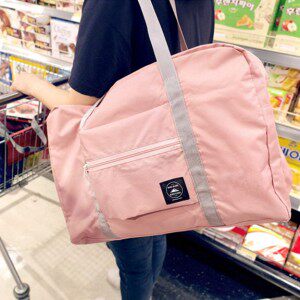 FATISHI ICONIC LARGE CAPACITY FOLDABLE TRAVEL SHOULDER BAG HANDBAG WATERPROOF GARMENT STORAGE BAG SHOPPING BAG