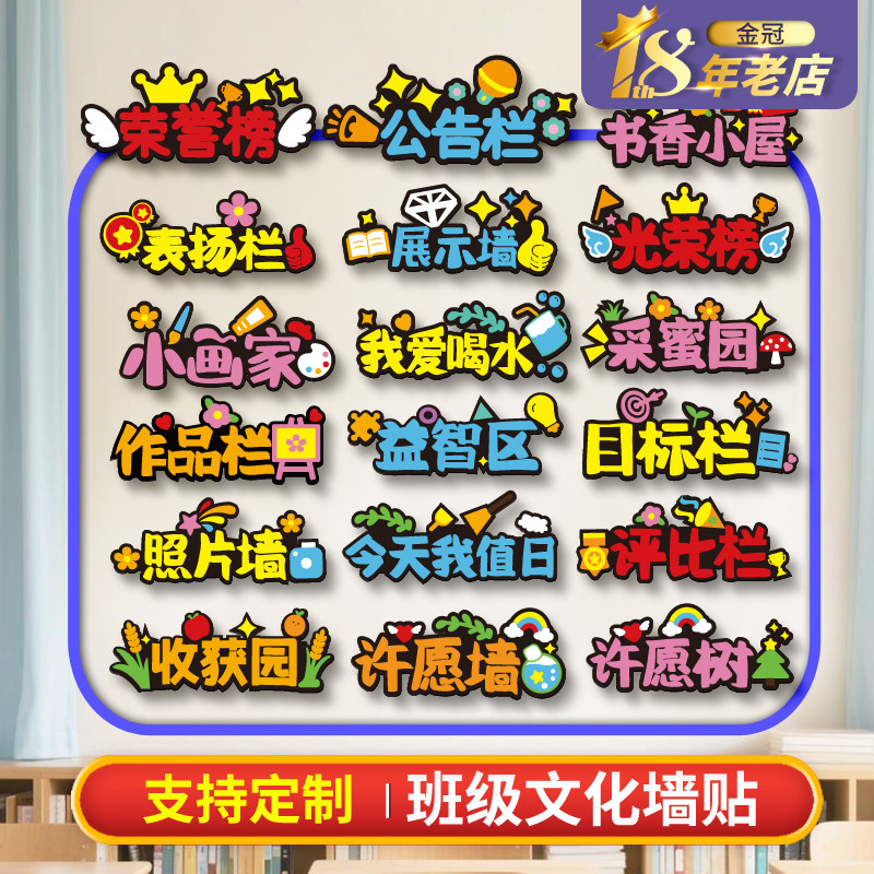 幼儿园小学环创班级文化墙贴教室布置装饰不织布毛毡公告栏荣誉榜