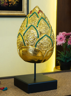 东南亚风格工艺品金莲花摆件