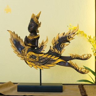 东南亚风格 神话人物飞天鸟神摆件 酒店会所餐厅吉祥摆设 风格 泰式