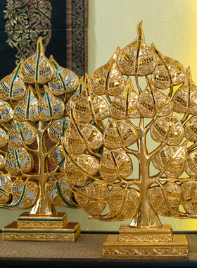 东南亚风格泰式实木雕刻树形摆件