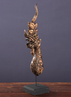 龙凤角木雕工艺品复古摆设