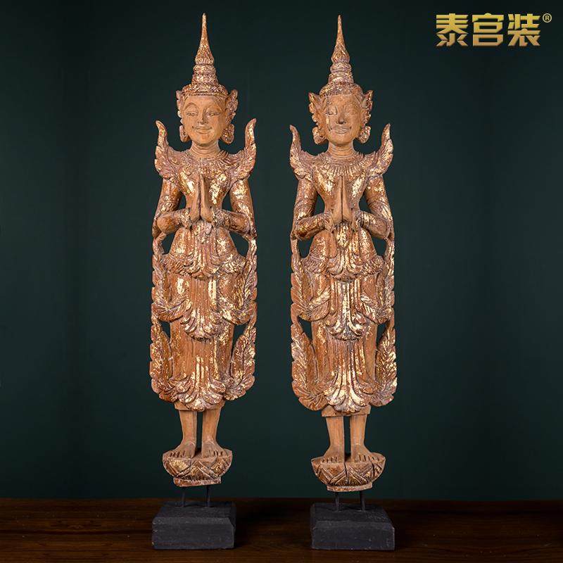 泰式风格泰国进口工艺品木雕佛像摆件纯手工雕刻仿古木雕客厅装饰