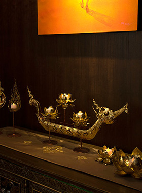 纯手工铁艺蜡烛台龙舟莲花烛台