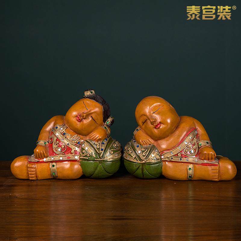 泰国进口工艺品男女娃娃摆件