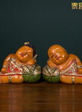 泰国进口工艺品男女娃娃摆件