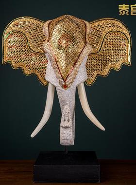 泰式东南亚大象头木雕摆件