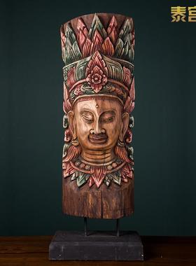 泰国佛头手工木雕装饰摆件