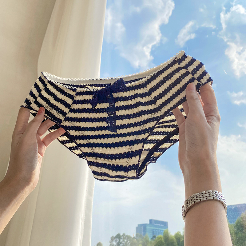 新款日系纯欲内裤少女蝴蝶结短裤舒适纯棉档透气学生中腰三角裤