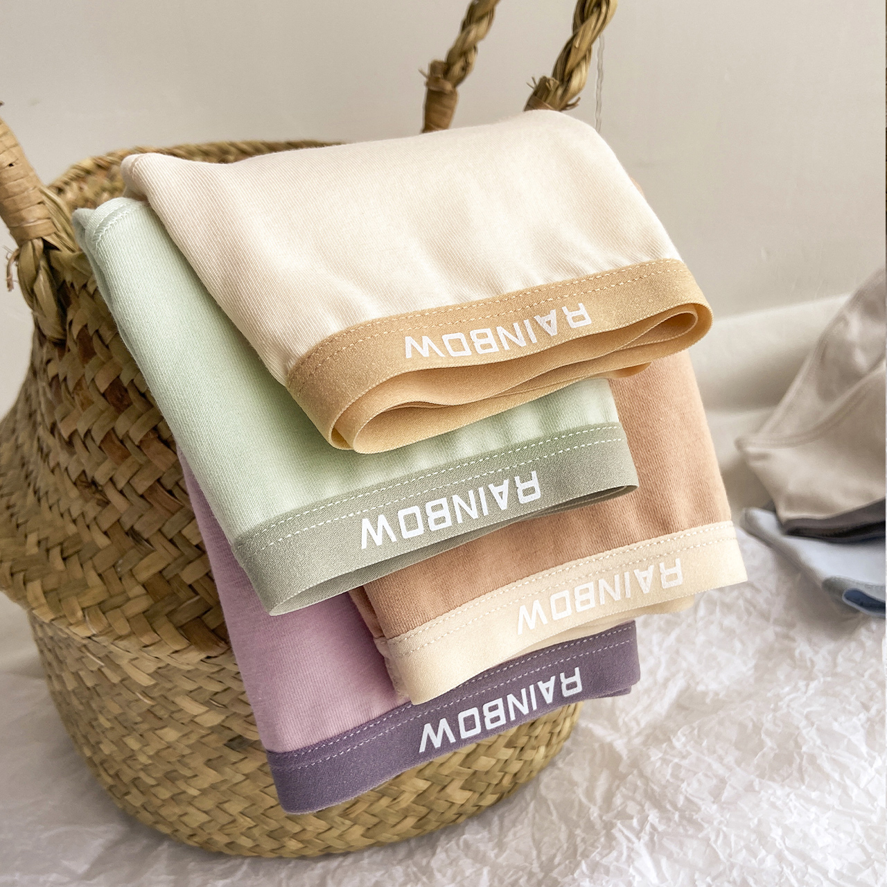 4条装#字母纯棉内裤女抗菌中腰透气少女无痕提臀学生字母三角短裤