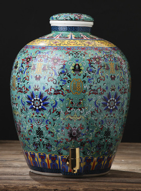 景德镇陶瓷酒坛子家用密封10斤20斤30斤50斤装酒缸带龙头酒瓶泡酒