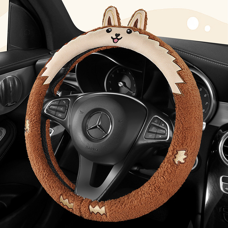 冬季卡通兔毛绒优米战神二代战狼大黄蜂战虎s1电动四轮方向盘套